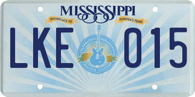 MS license plate LKE015