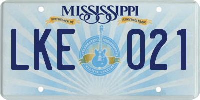 MS license plate LKE021