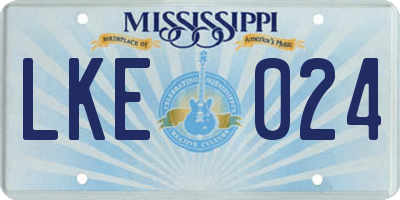 MS license plate LKE024