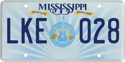 MS license plate LKE028