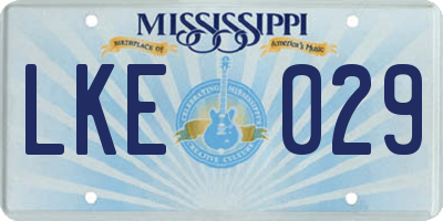 MS license plate LKE029