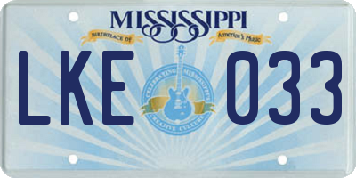 MS license plate LKE033