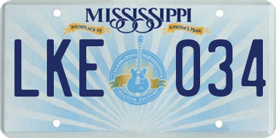 MS license plate LKE034