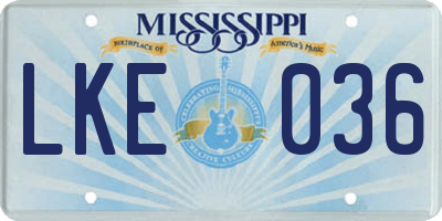 MS license plate LKE036