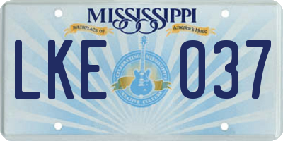 MS license plate LKE037