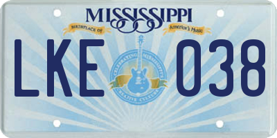 MS license plate LKE038