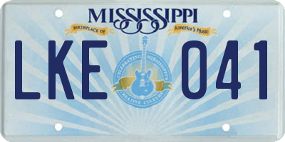 MS license plate LKE041