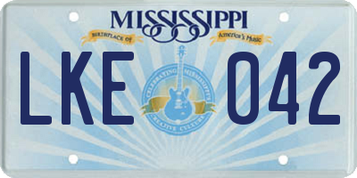 MS license plate LKE042
