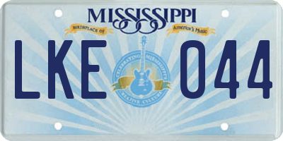 MS license plate LKE044