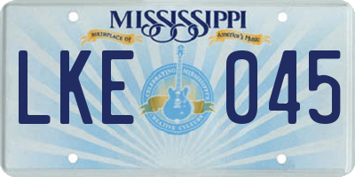 MS license plate LKE045