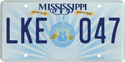 MS license plate LKE047