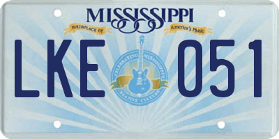 MS license plate LKE051