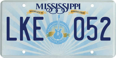 MS license plate LKE052