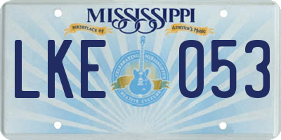 MS license plate LKE053