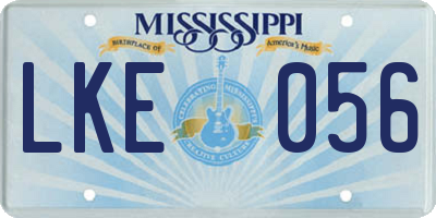 MS license plate LKE056