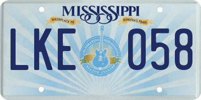 MS license plate LKE058