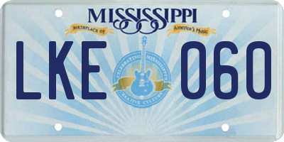 MS license plate LKE060