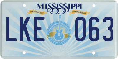 MS license plate LKE063