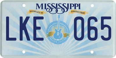 MS license plate LKE065