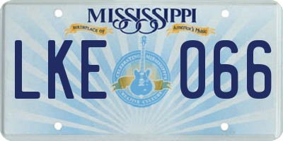 MS license plate LKE066