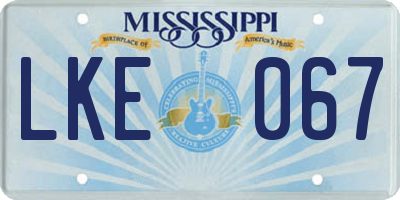 MS license plate LKE067