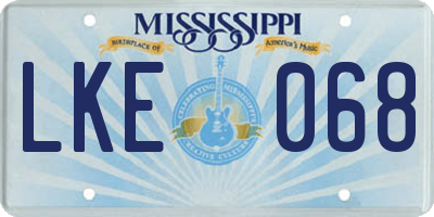 MS license plate LKE068