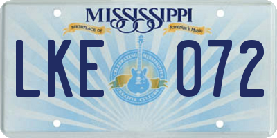MS license plate LKE072