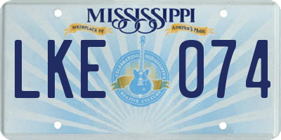 MS license plate LKE074