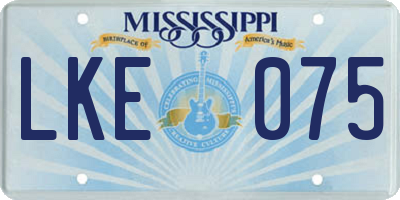 MS license plate LKE075