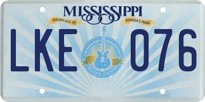 MS license plate LKE076