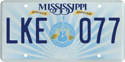 MS license plate LKE077