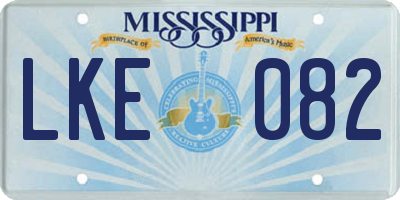 MS license plate LKE082