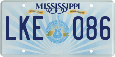 MS license plate LKE086