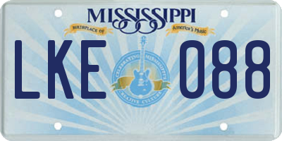 MS license plate LKE088