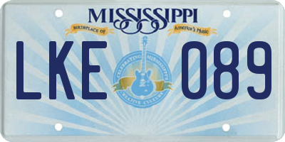 MS license plate LKE089