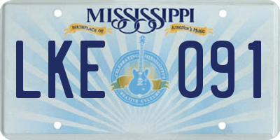 MS license plate LKE091
