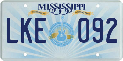 MS license plate LKE092