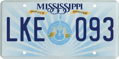 MS license plate LKE093