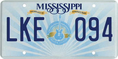 MS license plate LKE094