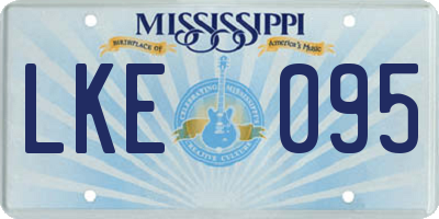 MS license plate LKE095
