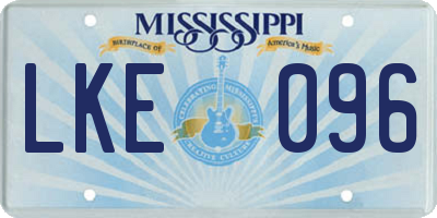 MS license plate LKE096