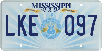 MS license plate LKE097