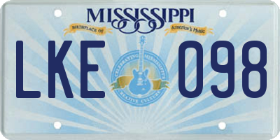 MS license plate LKE098