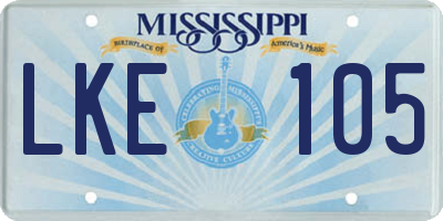 MS license plate LKE105