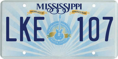 MS license plate LKE107
