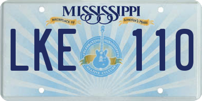 MS license plate LKE110