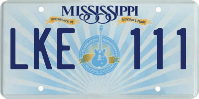 MS license plate LKE111