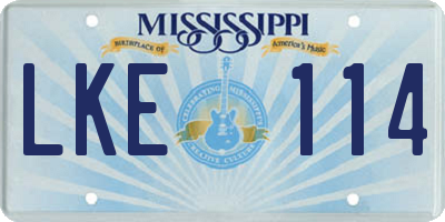 MS license plate LKE114