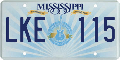 MS license plate LKE115