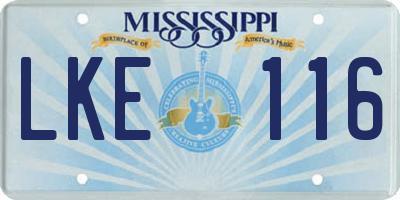 MS license plate LKE116
